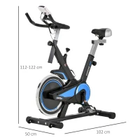 HOMCOM Vélo biking cardio vélo d'appartement écran LCD multifonction selle et guidon réglables volant inertie 10 Kg acier noir bleu(m-3)