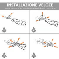 HOMCM Albero di Natale Artificiale 150cm, Albero di Natale Argento con Bacche Rosse, 222 Rami e Base, Grigio(m-5)