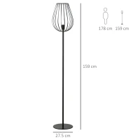 HOMCOM Lampada da Terra Design Industriale Retrò, Paralume in Metallo, Illuminazione Interni Casa, Studio, Ufficio(m-3)