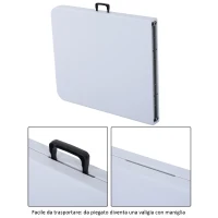 Outsunny Tavolo Pieghevole da Picnic Tavolino da Giardino Campeggio Portatile in PE 180x 74x 74cm Bianco(m-6)