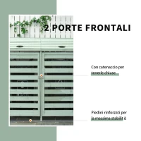 Outsunny Box Copri Bidoni Spazzatura da Esterno 240L, Porte e Coperchio Apribili in Legno di Abete 131x85x125cm Verde Chiaro(m-6)
