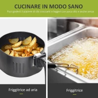 HOMCOM Friggitrice ad Aria Calda Temperatura Regolabile da 80-200°C, 1300W, Friggitrice Senza Olio da 4L con Timer 30 minuti, Spegnimento Automatico, Nero(m-5)