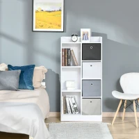 HOMCOM Meuble de rangement unité de rangement 3 niches 4 tiroirs non tissé panneaux particules blanc(m-2)