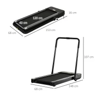 HOMCOM Tapis de course Fitness électrique pliable - 1 à 10 Km/h - écran LED multifonctions - puissance 600 W - acier noir(m-3)