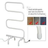HOMCOM Sèche serviettes électrique 100 W sur pied 50 x 30 x 95 cm crème(m-6)