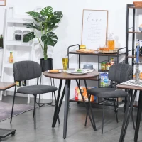 HOMCOM Tavolo da Cucina o da Soggiorno in Stile Industriale, Moderno e Multiuso in Legno e Metallo Nero, Rotondo Φ70cm(m-2)