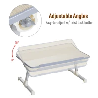 HOMCOM Tavolino da Letto per PC Colazione Regolabile Pieghevole Portatile Alluminio e Legno 54 × 30 × 22.5-32cm(m-5)