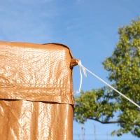 Outsunny Tenda Gazebo da Giardino Pieghevole con Zanzariera, Struttura in Metallo Copertura PE, 395x295cm, Marrone(m-8)