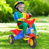 HOMCOM Triciclo a Pedali con 3 Ruote e Clacson per Bambini in Plastica PP 60 × 42 × 45cm Colorato(m-2)