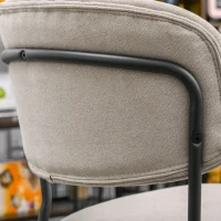 HOMCOM Set di 4 Sedie Moderne Imbottite e Impilabili, Rivestimento in Tessuto e Gambe in Metallo, 49.5x55x81cm Khaki(m-9)