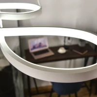 HOMCOM Lampadario LED 3 Tonalità di Luce, Altezza Regolabile, Potenza 70W, Bianco(m-7)