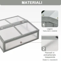 Outsunny Mini Serra in Legno e Policarbonato, Serra Piccola da Balcone o da Giardino, Grigia 90x92x28cm(m-5)