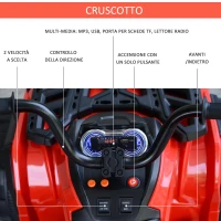 HOMCOM Quad per Bambini Elettrico Batteria 12V 2 Velocità con Luci e Presa USB Ruote Ammortizzate, Rosso, 103.5x69.5x70cm(m-5)