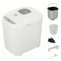 HOMCOM Macchina per il Pane 11 Programmi, Timer 13 Ore e 1 Ora Mantenimento del Calore, Antiaderente, 550W, Biacno, 29.6x23.3x29.2cm(m-1)