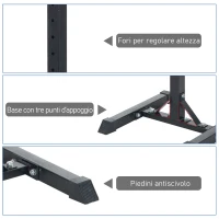 HOMCOM Rack Palestra Regolabile in Altezza su 12 Livelli, Rack Squat in Acciaio, Supporto Bilanciere Max 150KG, 52x48x108-163 cm, Nero(m-7)