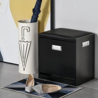 HOMCOM Pouf Portascarpe con Cassetto, Scarpiera Salvaspazio con Seduta Imbottita(m-2)