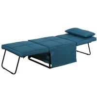HOMCOM Brandina Pieghevole 2 in 1 con Cuscino, Trasformabile in Pouf o Letto Singolo con Schienale Regolabile, Blu(m-1)