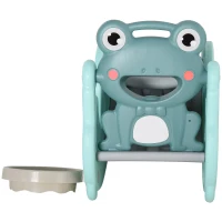 HOMCOM 3-in-1 Cavallo a Dondolo Scivolo per Bambini e Canestro, Età 18-36 mesi, per Casa e Giardino, Verde(m-4)