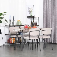 HOMCOM Set di 4 Sedie Moderne Imbottite e Impilabili, Rivestimento in Tessuto e Gambe in Metallo, 49.5x55x81cm Khaki(m-2)