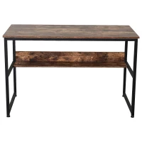 HOMCOM Scrivania Moderna Design Industriale in Metallo e Pannelli Truciolari Impermeabili e Antigraffio con Mensola, 120x60x77cm(m-4)