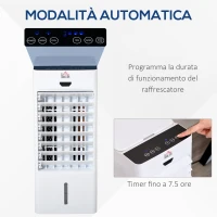HOMCOM Raffrescatore Evaporativo con Telecomando e Serbatoio 4L, Ventilatore con Ghiaccio 9 Funzioni Timer 7.5h e Oscillazione, 75W, Bianco(m-5)