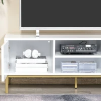 HOMCOM Mobile Porta TV Moderno con 2 Armadietti e Vano Centrale, Mobiletto Basso per TV fino 60'', Bianco e Color Legno, 120x40x44.6cm(m-8)