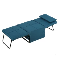 HOMCOM Brandina Pieghevole 2 in 1 con Cuscino, Trasformabile in Pouf o Letto Singolo con Schienale Regolabile, Blu(m-5)