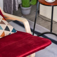 HOMCOM Sedia a Dondolo in Legno con Poggiagambe Regolabile e Tasca Portaoggetti, per Relax o Allattamento, Rossa(m-10)