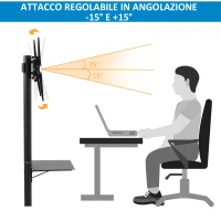 HOMCOM Carrello Porta Televisione con Ruote per TV 32-65'', Altezza e Angolazione Regolabile, Nero(m-5)