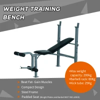 HOMCOM 4-Levels Adjustable Weight Bench Fitness Equipment with Barbell Rack-Black(m-4)