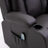 HOMCOM Poltrona Massaggiante Riscaldante Reclinabile in Pelle PU Marrone con 8 Punti di Massaggio e Telecomando, 85x94x104cm(m-11)