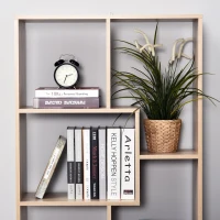 HOMCOM Libreria in Legno Design Moderno con 8 Ripiani, 70x24x178cm, Color Legno Naturale(m-7)