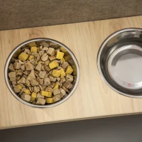 PawHut Niche à Chien et Chat Maison pour Chien et Chat d'intérieur Design avec Deux gamelles et Coussin Amovible - Beige(m-9)