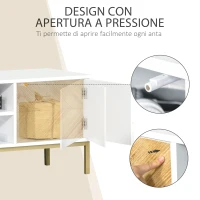 HOMCOM Mobile Porta TV Moderno con 2 Armadietti e Vano Centrale, Mobiletto Basso per TV fino 60'', Bianco e Color Legno, 120x40x44.6cm(m-6)