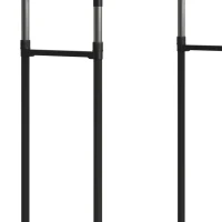 HOMCOM Appendiabiti Attaccapanni in Acciaio con Altezza Regolabile, Stand Porta Abiti, 4 Rotelle, 2 Binari e 1 Ripiano, Nero(m-8)