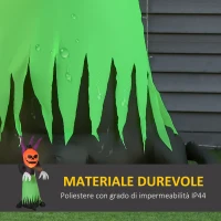 HOMCOM Fantasma Gonfiabile Halloween, Decorazione da Giardino Halloween Impermeabile e Autogonfiabile con Picchetti e Funi 120x90x240cm(m-7)