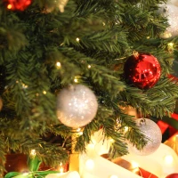 HOMCOM Albero di Natale Artificiale da 150cm con 490 Rami e 170 Luci a LED, Base Pieghevole e Rimovibile(m-9)