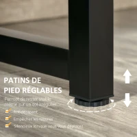 HOMCOM Bureau Design Industriel - 2 étagères - châssis métal Noir Grand Plateau Panneaux Particules Bicolore Noir et boisé(m-5)