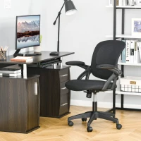 Vinsetto Sedia da Ufficio Ergonomica con Schienale a Rete e Seduta Imbottita, Altezza Regolabile, 65.5x61.5x88-97.5cm, Nero(m-2)