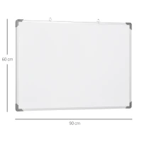 HOMCOM lavagna magnetica da parete con cornice in alluminio, con pennarelli, cancellino e magneti 90x60cm(m-3)