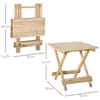 Outsunny Tavolo da Picnic in Legno, Tavolino da Giardino o da Esterno Pieghevole e Portatile, 50x50x51cm(m-3)