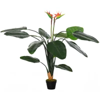 HOMCOM Pianta Artificiale in Vaso, Strelitzia Reginae Sintetica da Arredo, Pianta Finta Uccello del Paradiso, Ф18 x 155cm(m-1)