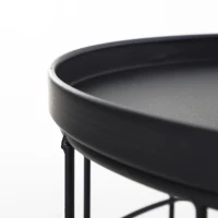 Outsunny Set 2 Pezzi Tavolini da Caffè, Tavolino Contenitore per Soggiorno in Metallo Nero, Φ50x50cm & Φ41.5x35.5cm(m-12)