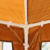 Outsunny Tenda Gazebo da Giardino Pieghevole con Zanzariera, Struttura in Metallo Copertura PE, 395x295cm, Marrone(m-9)