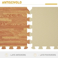 Homcom Tappeto Puzzle 42 Pezzi in EVA Effetto Legno Scuro 61.5x61.5cm(m-6)