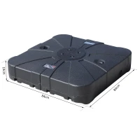 Outsunny Base Ombrellone Riempibile con Acqua e Sabbia 4 Rotelle Max. 125 Kg da Giardino HDPE 84x84x19cm Nero(m-3)