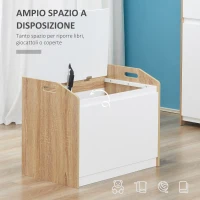 HOMCOM Cassapanca in Legno Moderna, Panca Contenitore Bianca per Casa e Camera da Letto, con Schienale 62.4x40x51.5cm(m-4)