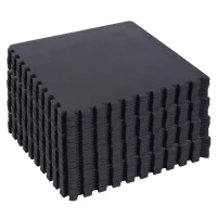 HOMCOM Tappeto Puzzle Gioco per Bambini Cameretta 32 Pezzi in EVA Morbido Ecologico Atossico Nero 63×63cm(m-1)