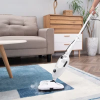 HOMCOM Scopa a Vapore Elettrica con 11 Accessori, Serbatoio 450 ml, 1330 W - Bianca(m-2)