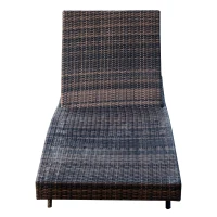 Outsunny Lettino Sedia a Sdraio Prendisole da Giardino Spiaggia in Alluminio Polyrattan Portata 180 kg Marrone(m-4)